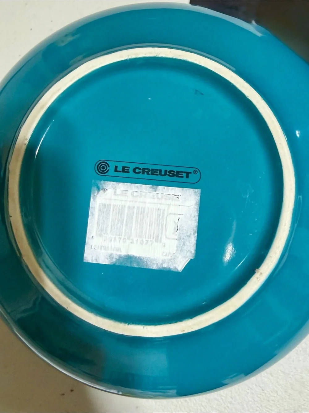 Le Creuset Caribbean Blue Stoneware Batter Mixing Bowl Handle & Spout